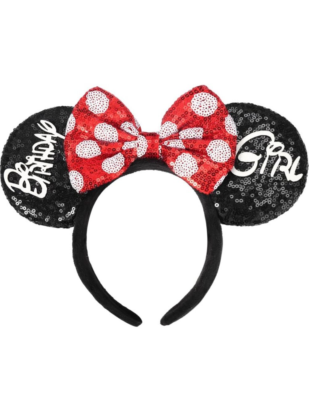 Kids Birthday Girl Black Red Sequin Bow Mickey Mouse Hair Headband for Cosplay